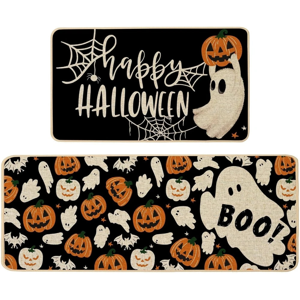 VIKAMA 2pc Halloween Kitchen Floor Mat Festive Atmosphere Corridor Non-Slip Strip Carpet Indoor And Outdoor Entrance Door Mat 11