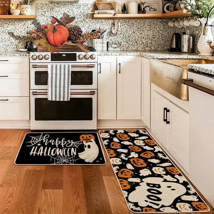 VIKAMA 2pc Halloween Kitchen Floor Mat Festive Atmosphere Corridor Non-Slip Strip Carpet Indoor And Outdoor Entrance Door Mat 4
