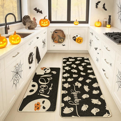 VIKAMA 2pc Halloween Kitchen Floor Mat Festive Atmosphere Corridor Non-Slip Strip Carpet Indoor And Outdoor Entrance Door Mat 5
