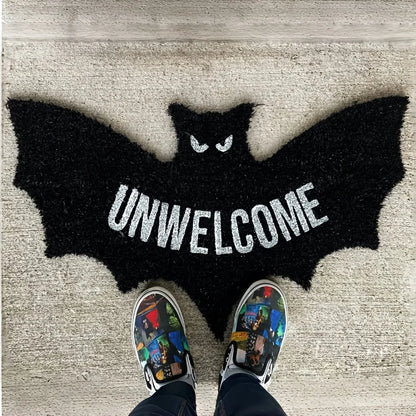 VIKAMA Halloween Shape Decorative Carpet Black Bat Doormat Gothic Entrance Mat Washable Stain-Resistant Carpet Outdoor Carpet 2