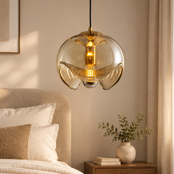 Valentina Modern Wave Glass Pendant Light Bedroom 