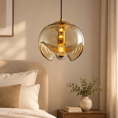 Valentina Modern Wave Glass Pendant Light Bedroom 