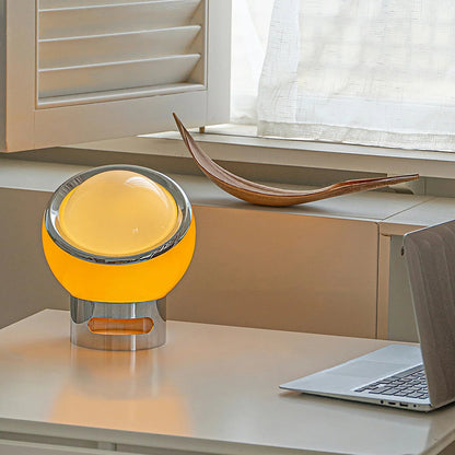 RoyaleGlow Retro Swivel Globe Table Lamp - White Glass & Chrome Accent Light