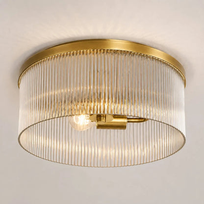 Vesper Farmhouse Round Ribbed Glass Flush Mount Ceiling Light 0