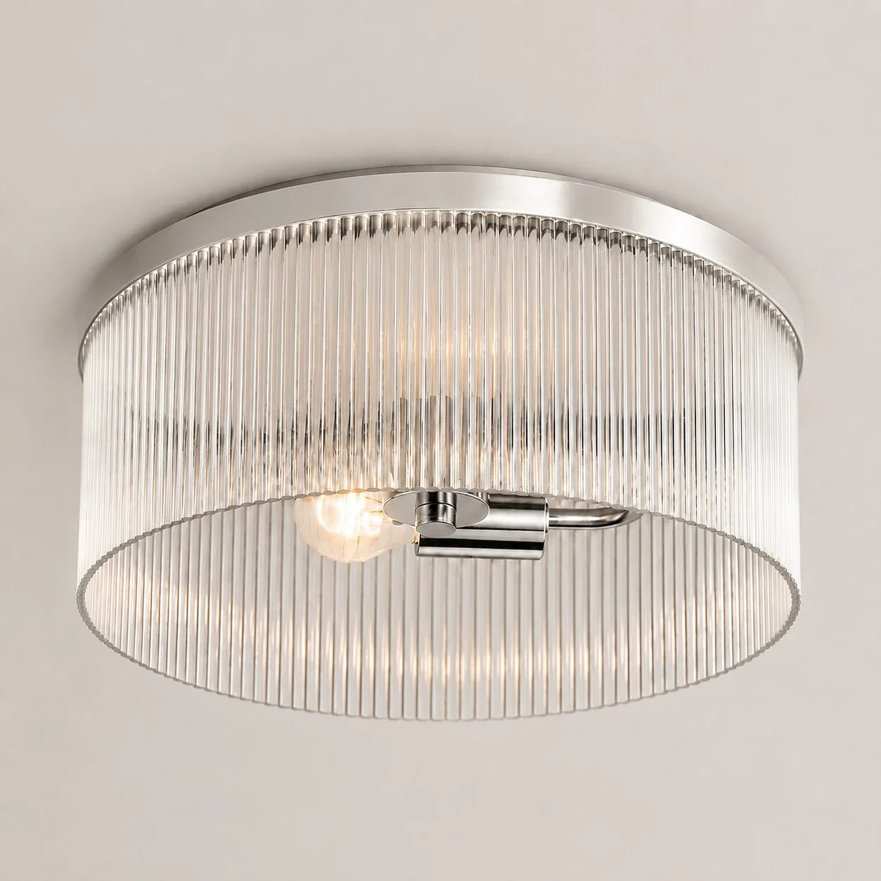 Vesper Farmhouse Round Ribbed Glass Flush Mount Ceiling Light 3
