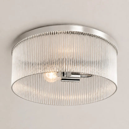Vesper Farmhouse Round Ribbed Glass Flush Mount Ceiling Light 3