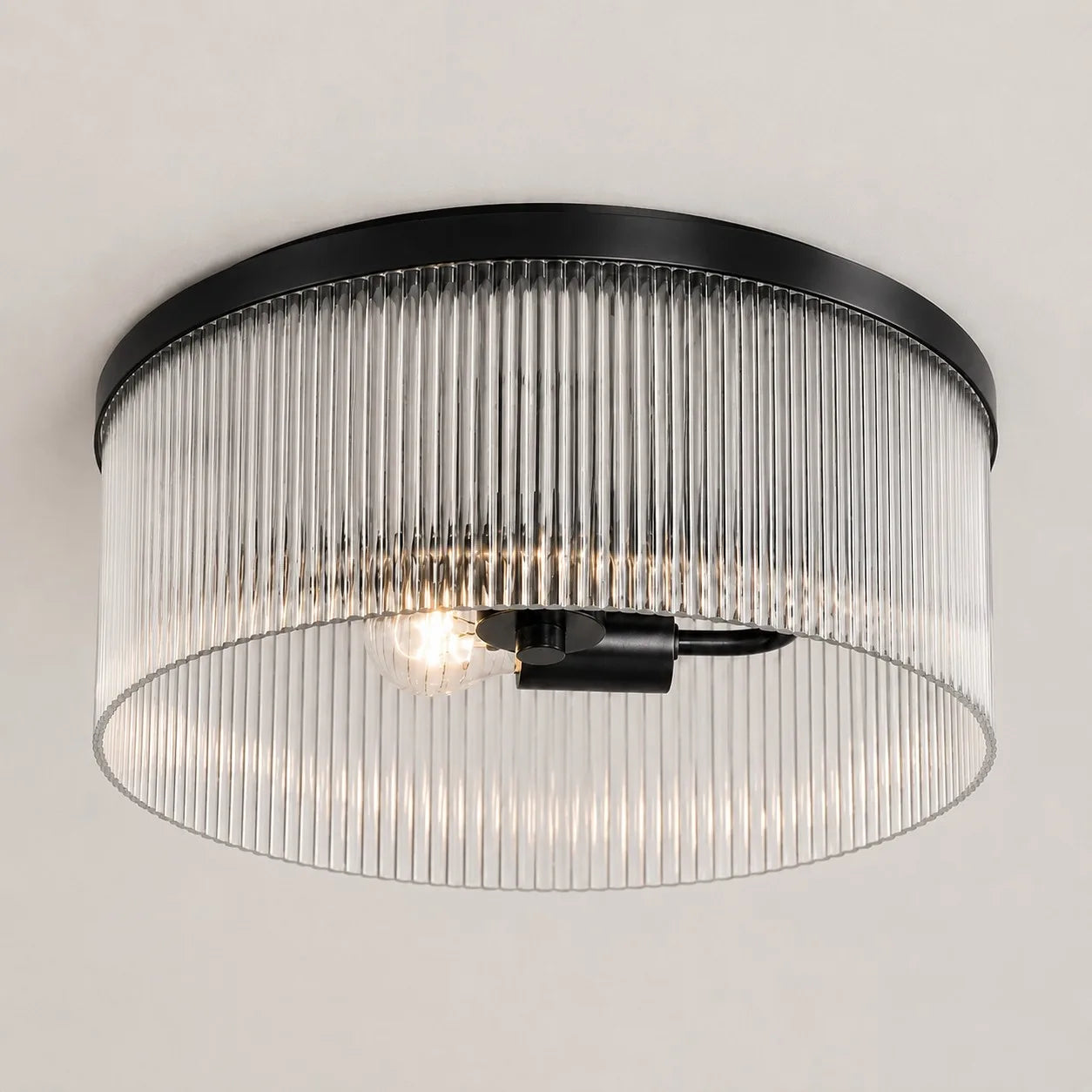 Vesper Farmhouse Round Ribbed Glass Flush Mount Ceiling Light 4