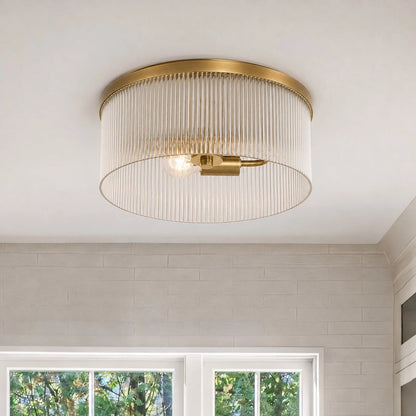 Vesper Farmhouse Round Ribbed Glass Flush Mount Ceiling Light 6