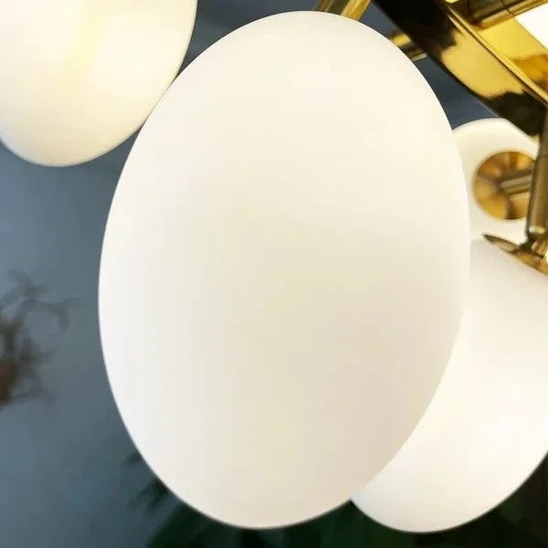 RoyaleGlow Golden Branch Modern Chandelier - Frosted Glass LED  Pendant Light Decor