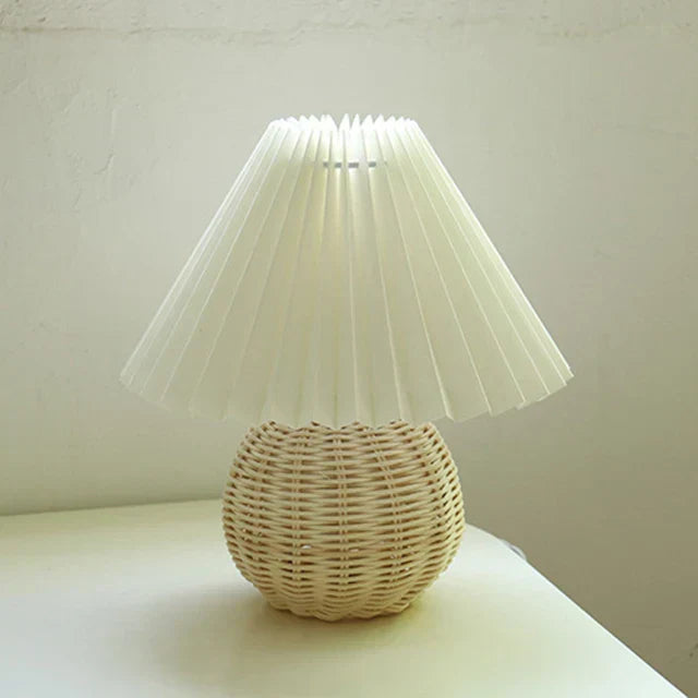 Luxora Antique Pleated Table Lamp – Vintage Style Light with Soft Fabric Shade
