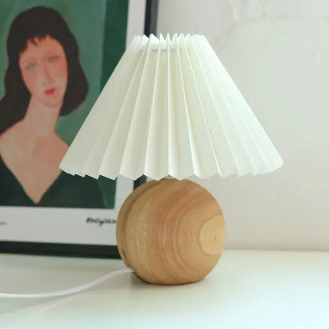 Luxora Antique Pleated Table Lamp – Vintage Style Light with Soft Fabric Shade