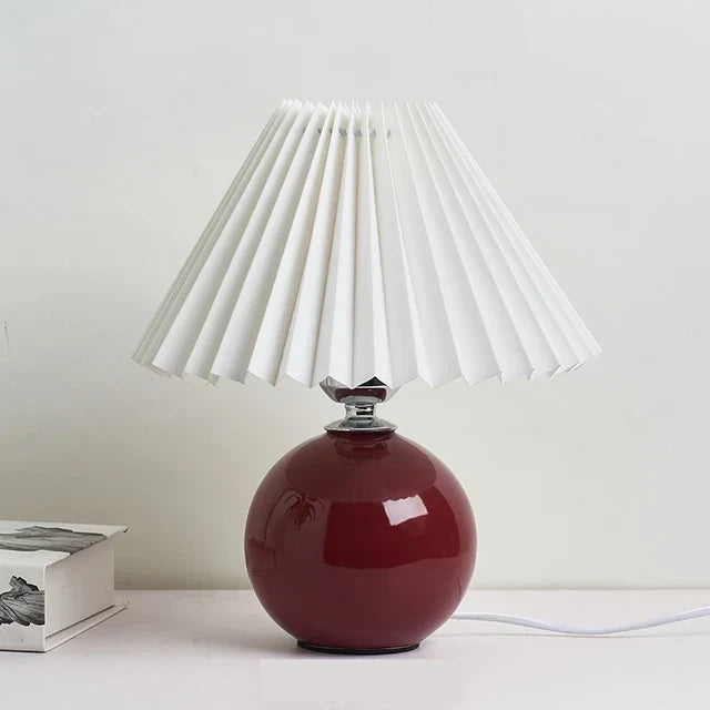 Luxora Antique Pleated Table Lamp – Vintage Style Light with Soft Fabric Shade