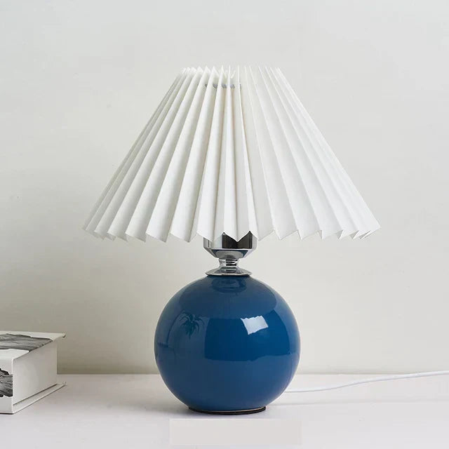 Luxora Antique Pleated Table Lamp – Vintage Style Light with Soft Fabric Shade