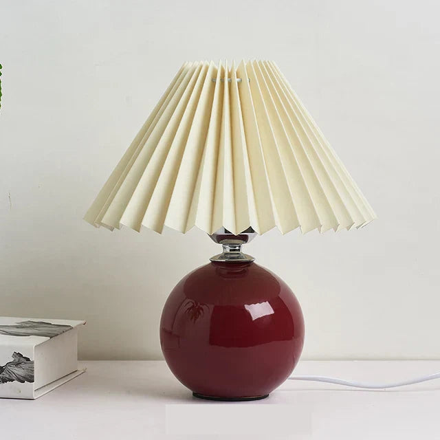 Luxora Antique Pleated Table Lamp – Vintage Style Light with Soft Fabric Shade