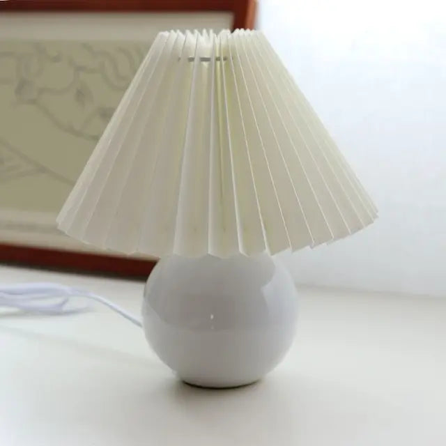Luxora Antique Pleated Table Lamp – Vintage Style Light with Soft Fabric Shade
