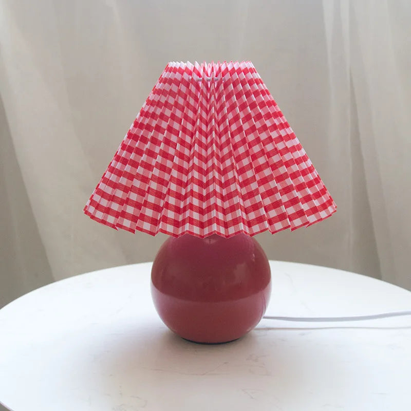 Luxora Antique Pleated Table Lamp – Vintage Style Light with Soft Fabric Shade