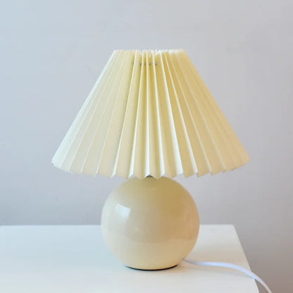 Luxora Antique Pleated Table Lamp – Vintage Style Light with Soft Fabric Shade