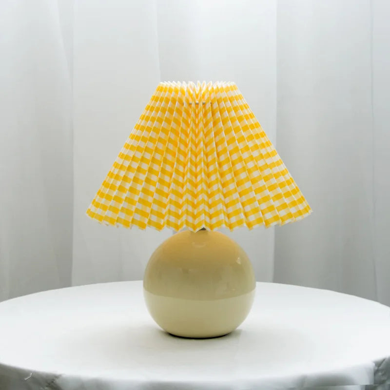 Luxora Antique Pleated Table Lamp – Vintage Style Light with Soft Fabric Shade