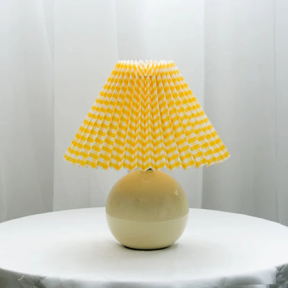 Luxora Antique Pleated Table Lamp – Vintage Style Light with Soft Fabric Shade