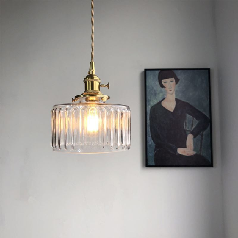 RoyaleGlow Stunning Cylinder Glass Pendant Light – Elegant Modern Illumination - Green / A- 6.9 in (17.5 cm) x 7.48 in (19 cm) / Single Head