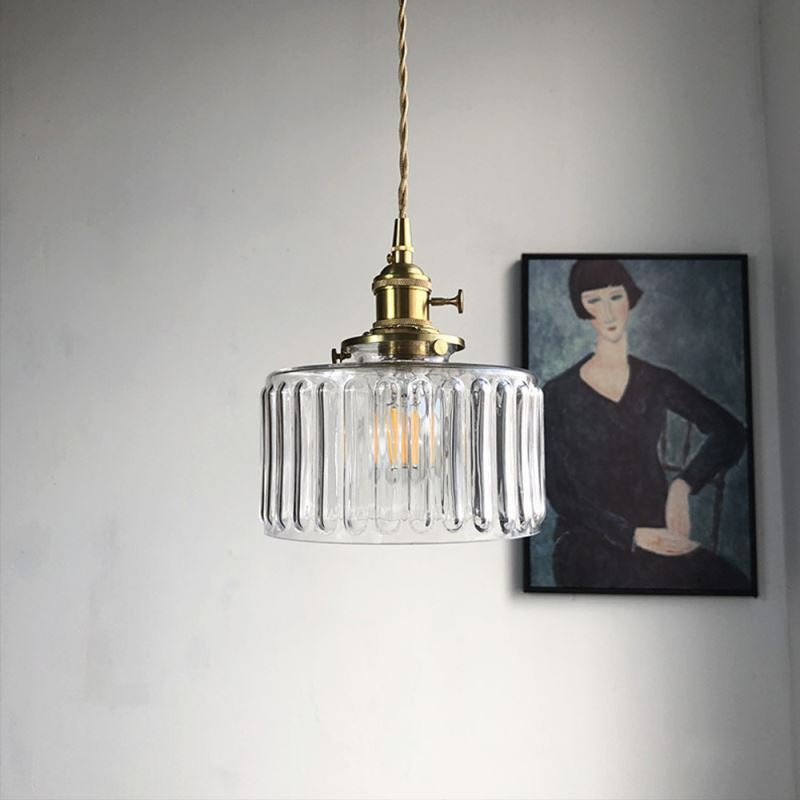 RoyaleGlow Stunning Cylinder Glass Pendant Light – Elegant Modern Illumination - Green / A- 6.9 in (17.5 cm) x 7.48 in (19 cm) / Single Head