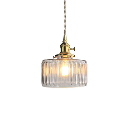 RoyaleGlow Stunning Cylinder Glass Pendant Light – Elegant Modern Illumination - Green / A- 6.9 in (17.5 cm) x 7.48 in (19 cm) / Single Head