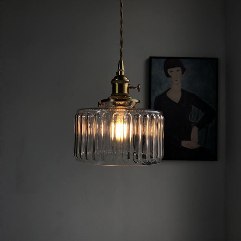 RoyaleGlow Stunning Cylinder Glass Pendant Light – Elegant Modern Illumination - Green / A- 6.9 in (17.5 cm) x 7.48 in (19 cm) / Single Head