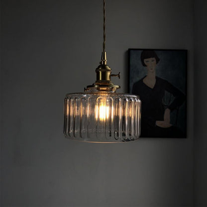 RoyaleGlow Stunning Cylinder Glass Pendant Light – Elegant Modern Illumination - Green / A- 6.9 in (17.5 cm) x 7.48 in (19 cm) / Single Head