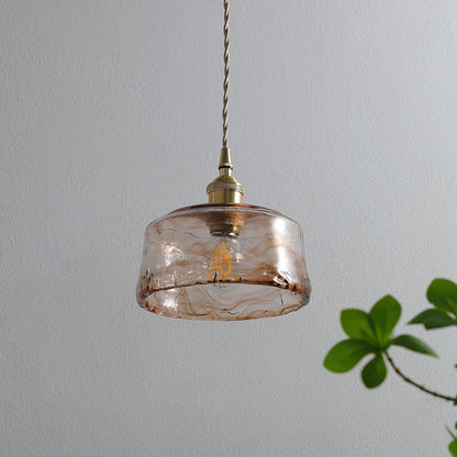 LuxRoyale Vintage Loft Style Amber Round Glass Copper Pendant Light