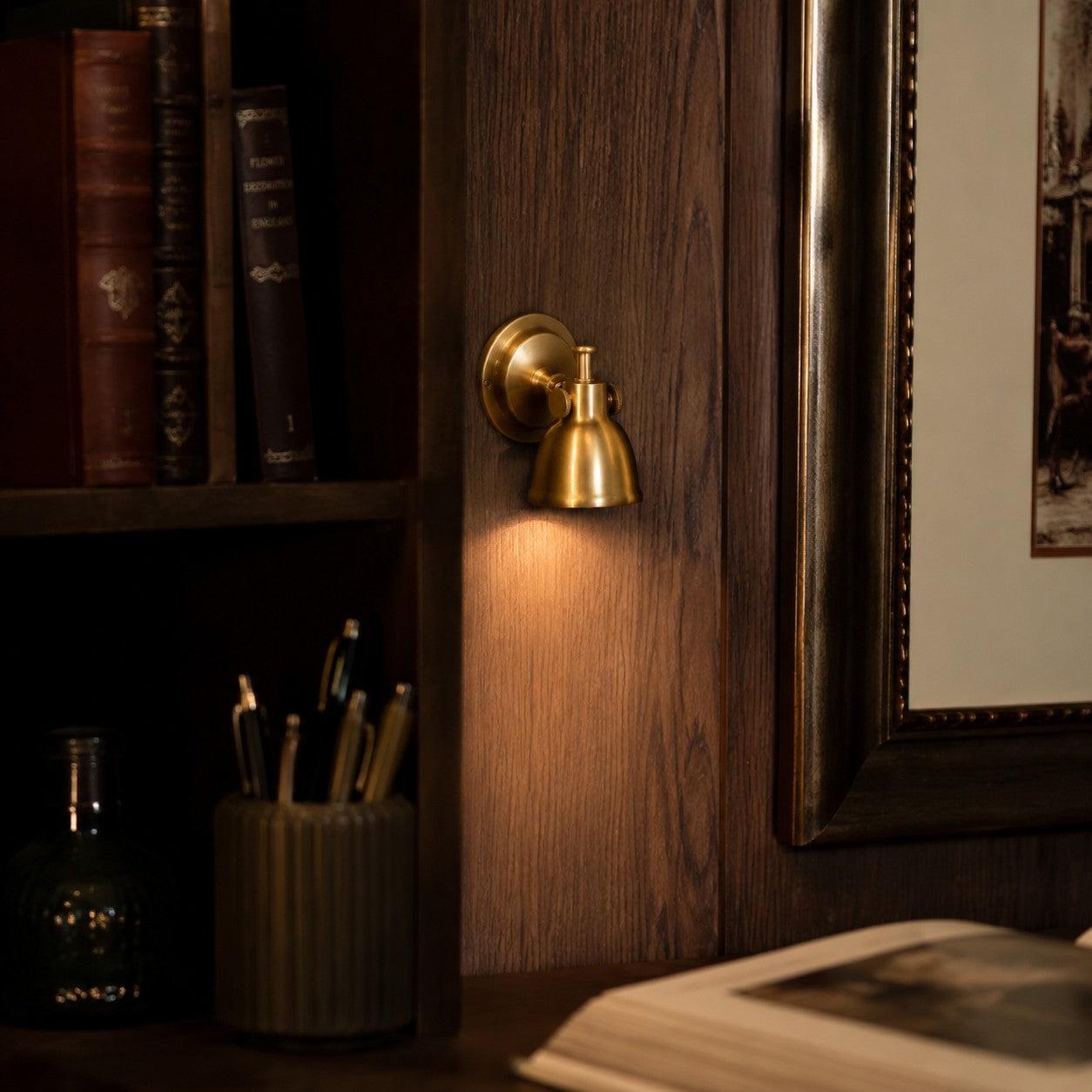Royelux Vintage Brushed Brass Bell Wall Sconce - Adjustable Industrial Accent Light-Royale Basic