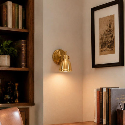 Royelux Vintage Brushed Brass Bell Wall Sconce - Adjustable Industrial Accent Light-Royale Basic