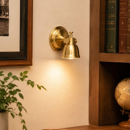Royelux Vintage Brushed Brass Bell Wall Sconce - Adjustable Industrial Accent Light-Royale Basic