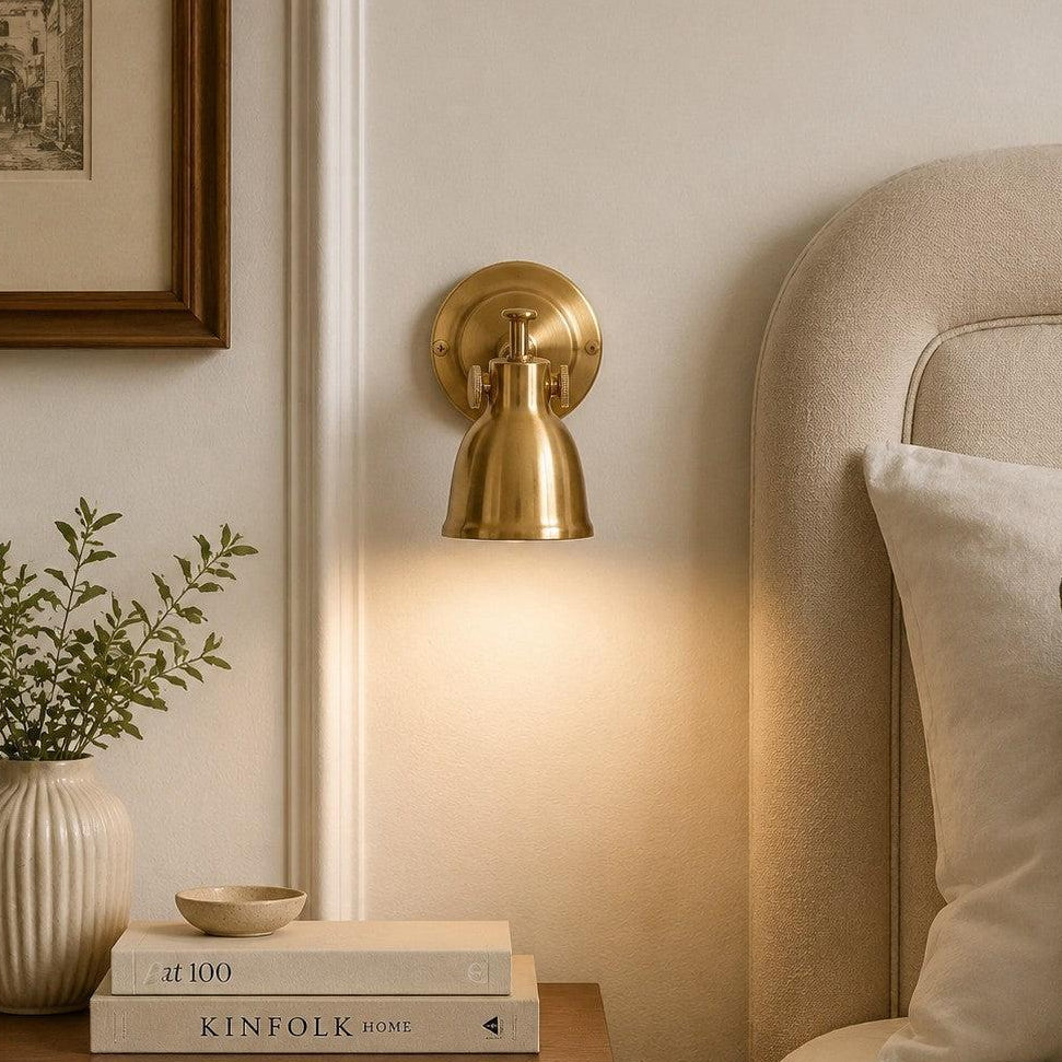 Royelux Vintage Brushed Brass Bell Wall Sconce - Adjustable Industrial Accent Light-Royale Basic
