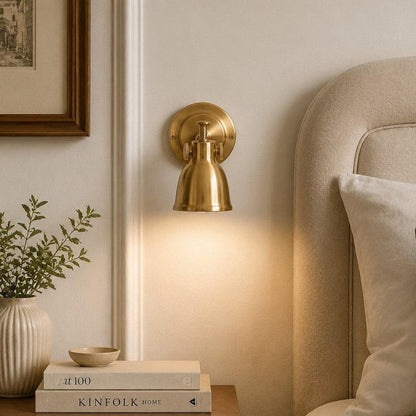 Royelux Vintage Brushed Brass Bell Wall Sconce - Adjustable Industrial Accent Light-Royale Basic