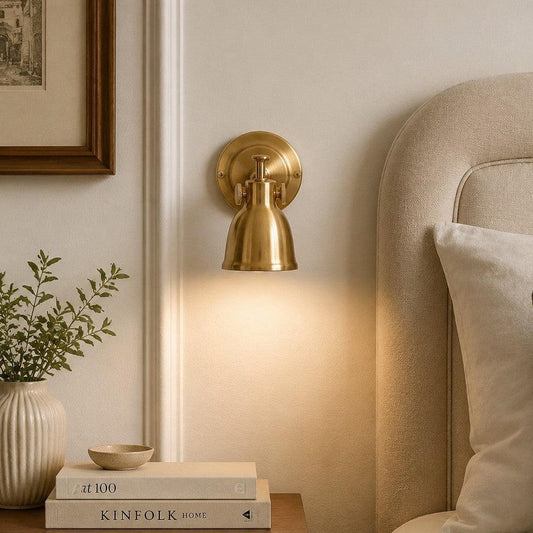 Royelux Vintage Brushed Brass Bell Wall Sconce - Adjustable Industrial Accent Light-Royale Basic