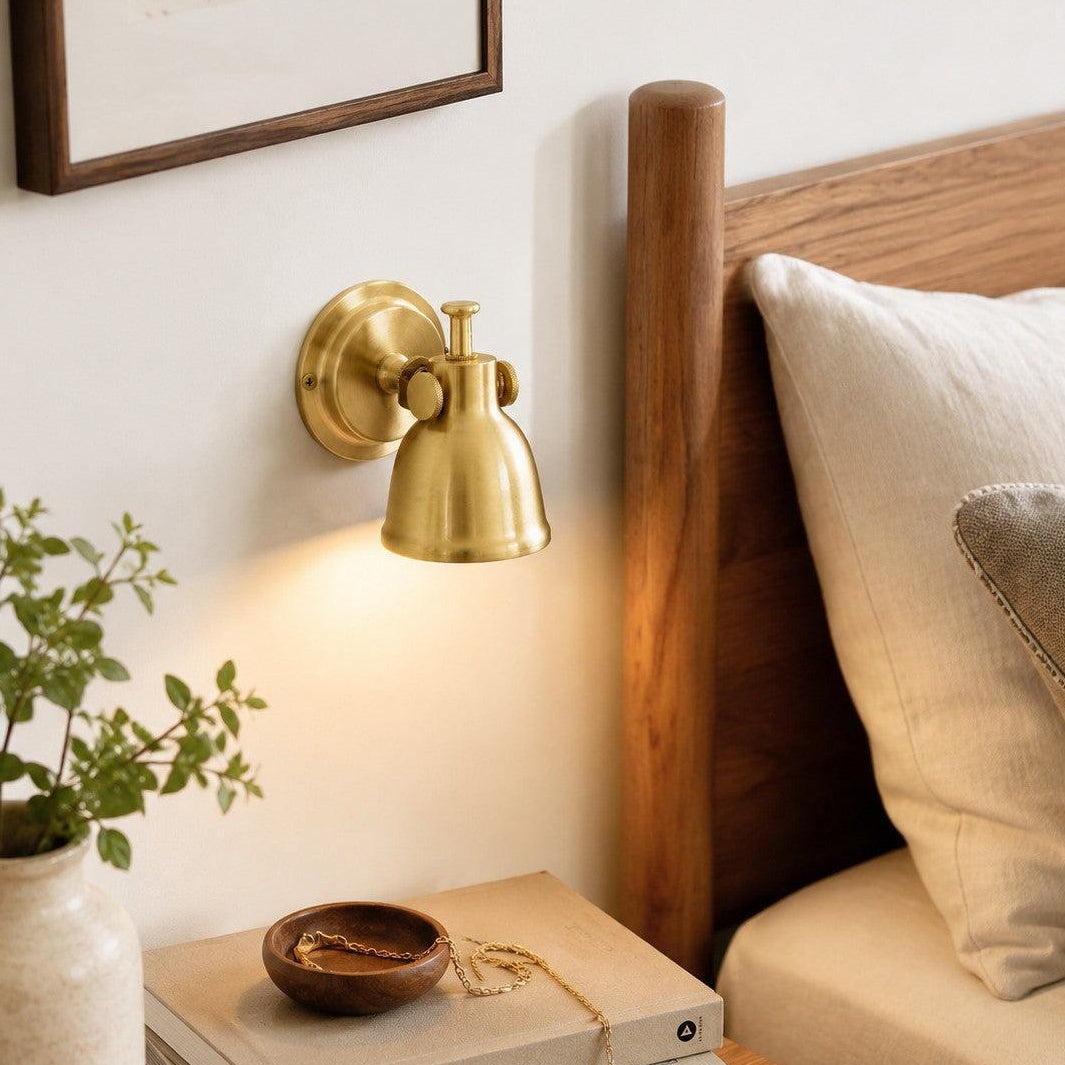 Royelux Vintage Brushed Brass Bell Wall Sconce - Adjustable Industrial Accent Light-Royale Basic