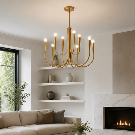 Vintage Candle Iron Dining Room Chandelier