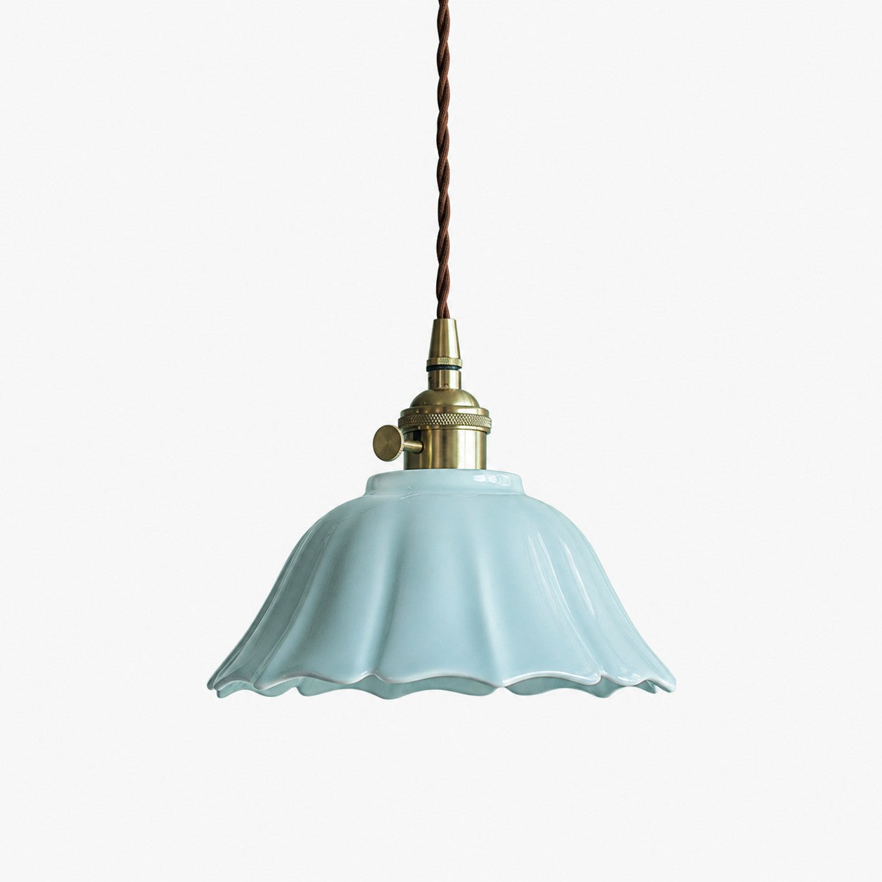 Vintage Celadon Ceramic Lotus Pendant Light 0