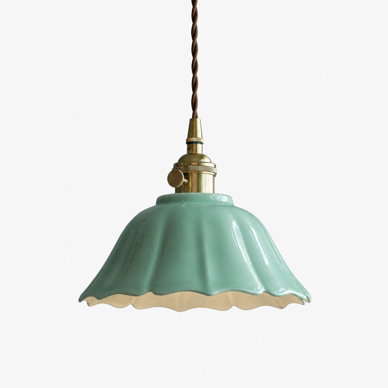 Vintage Celadon Ceramic Lotus Pendant Light 1