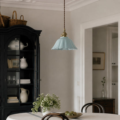 Vintage Celadon Ceramic Lotus Pendant Light 3