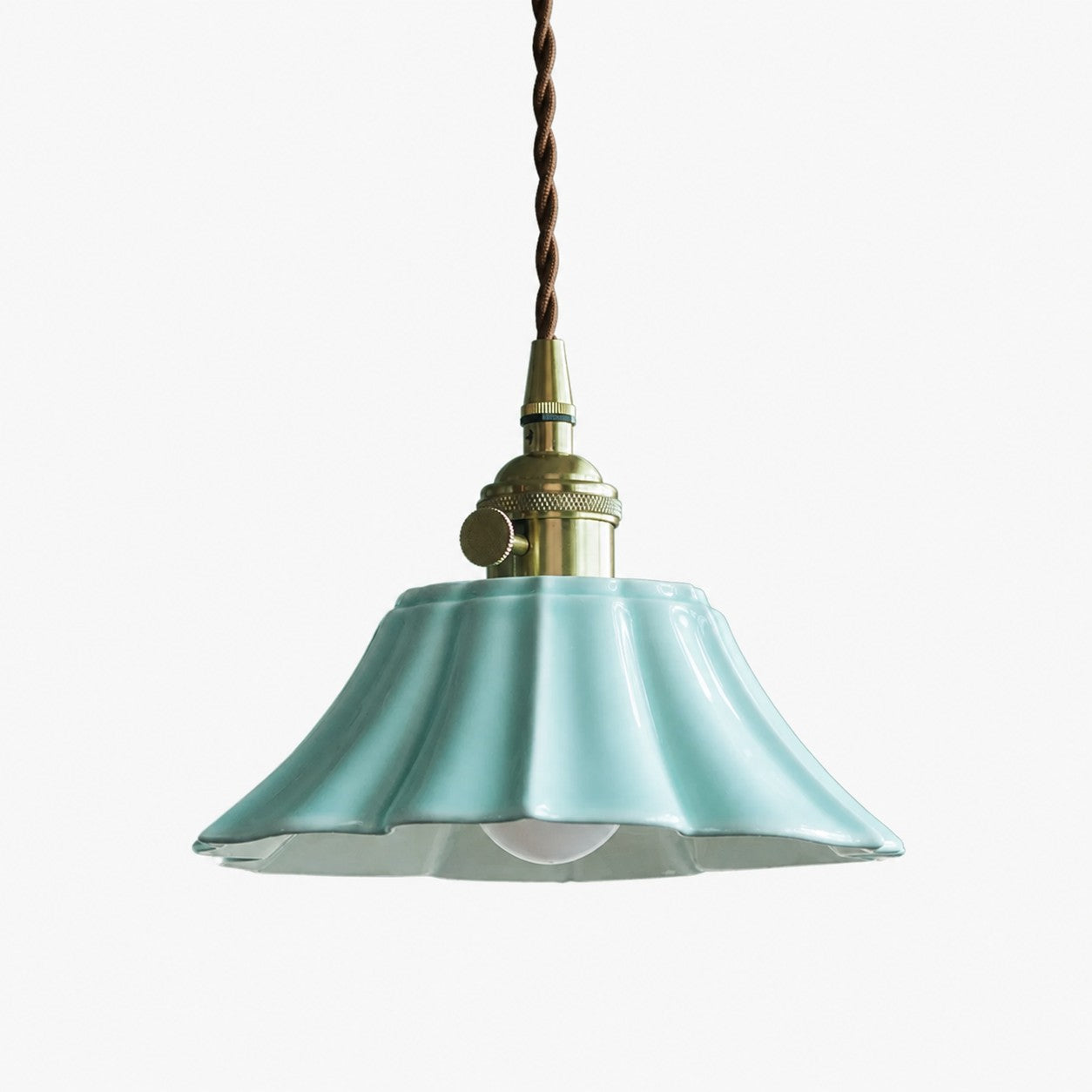 Vintage Celadon Ceramic Lotus Pendant Light 4