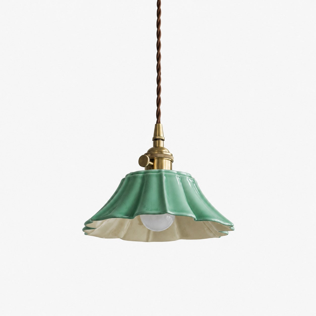 Vintage Celadon Ceramic Lotus Pendant Light 6