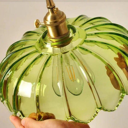 Vintage Floral Scalloped Glass Hanging Lamp 4