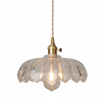 Vintage Floral Scalloped Glass Hanging Lamp 6