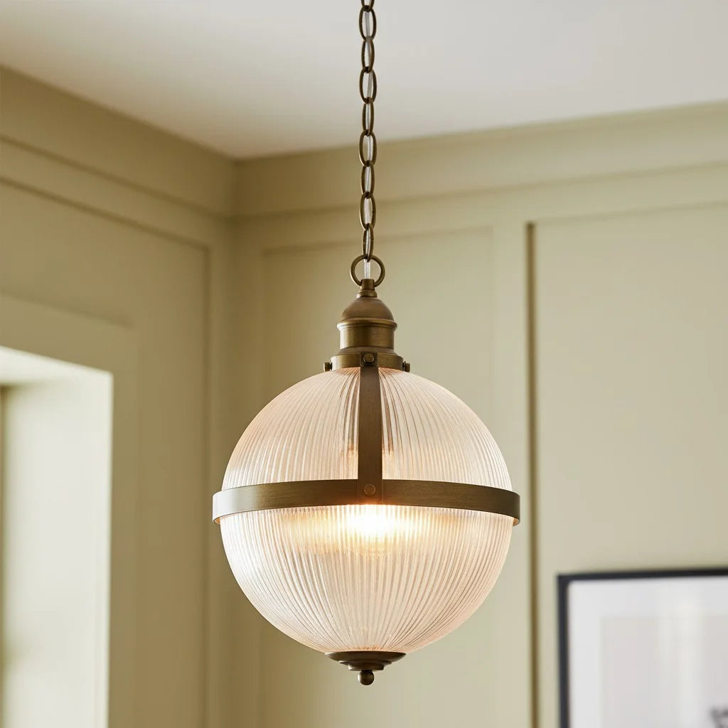Vintage Textured Glass Globe Decorative Pendant light 0