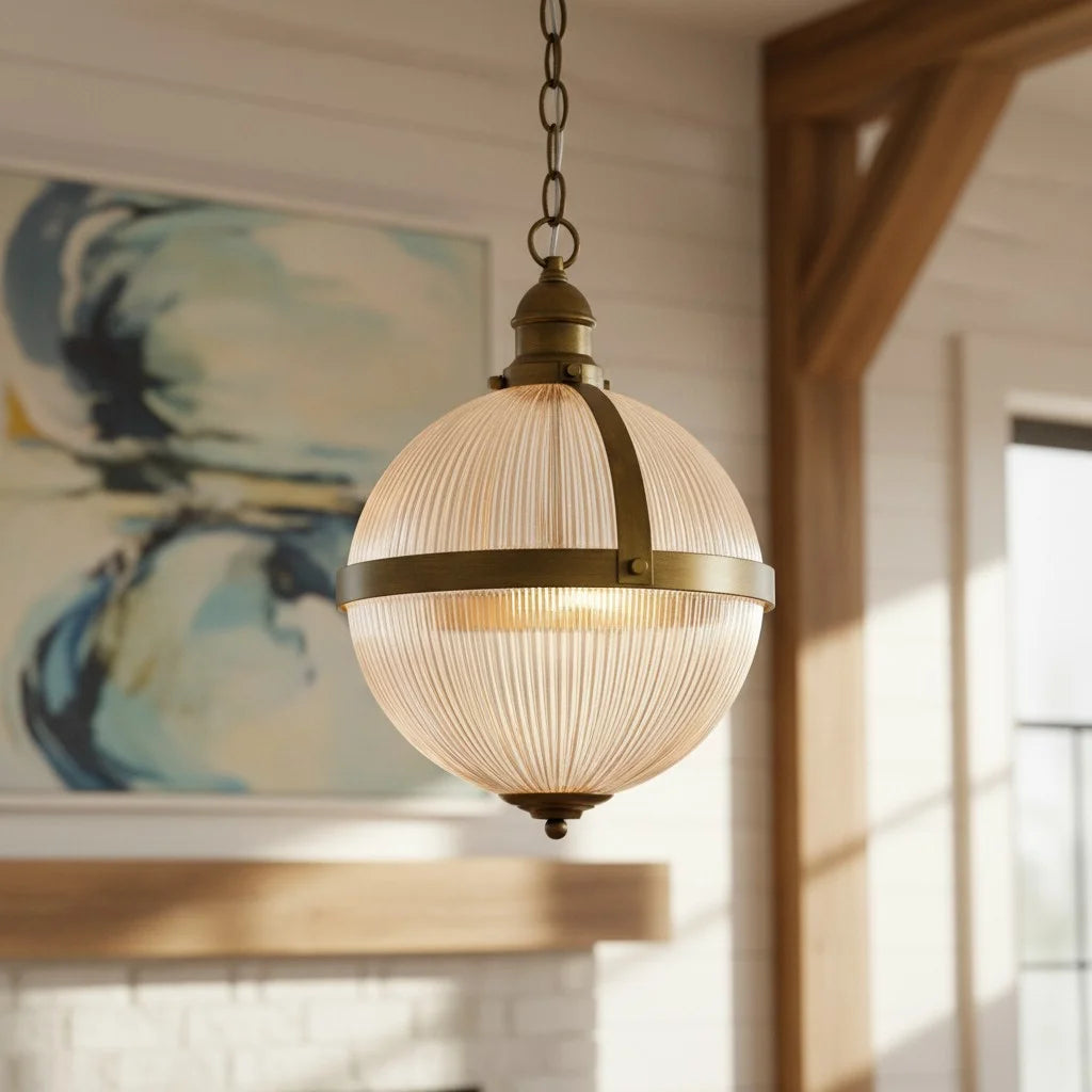 Vintage Textured Glass Globe Decorative Pendant light 1