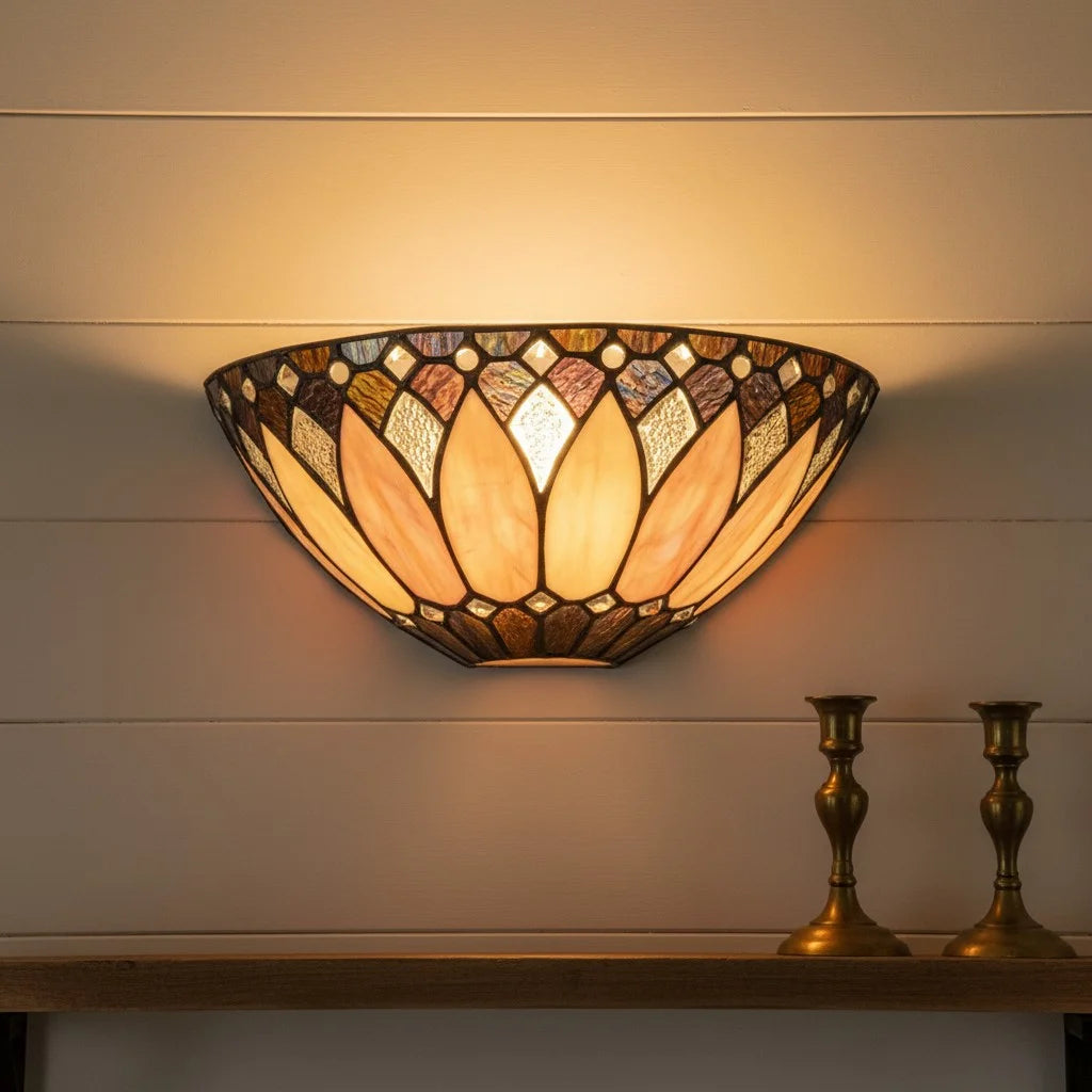 Vintage Tiffany Stained Glass Wall Sconce