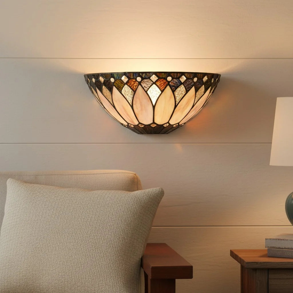 Vintage Tiffany Stained Glass Wall Sconce