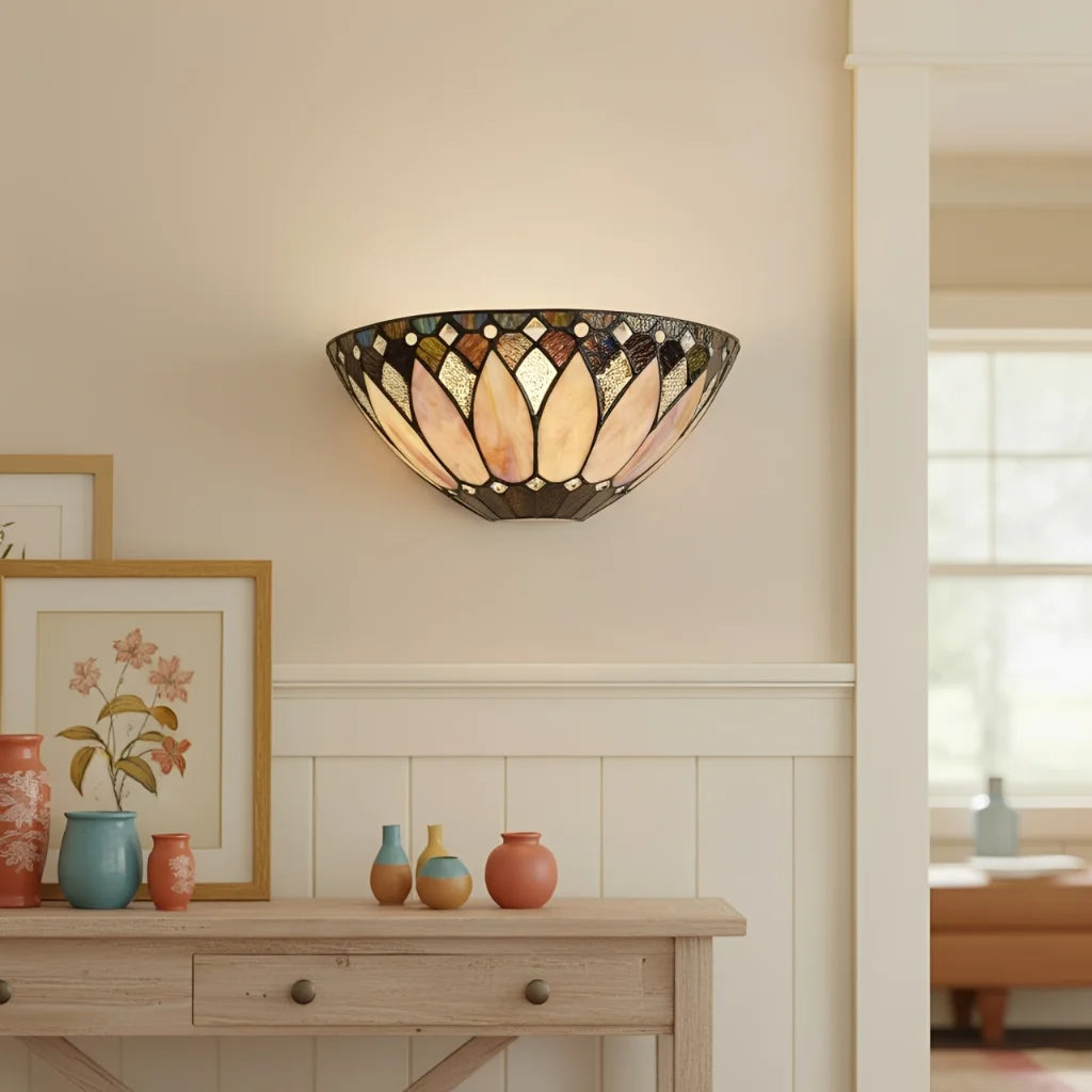 Vintage Tiffany Stained Glass Wall Sconce