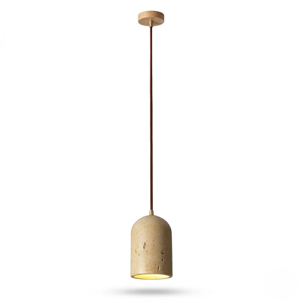 Vintage Travertine Cylinder Pendant Light 1